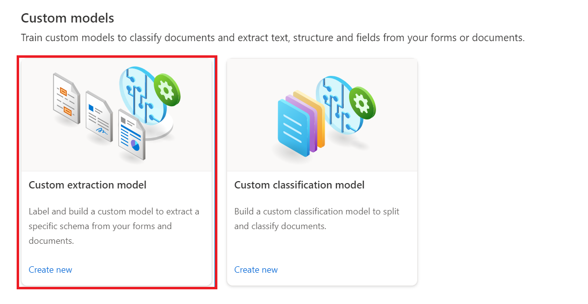 Screenshot showing how to select a custom extraction model in the Studio.