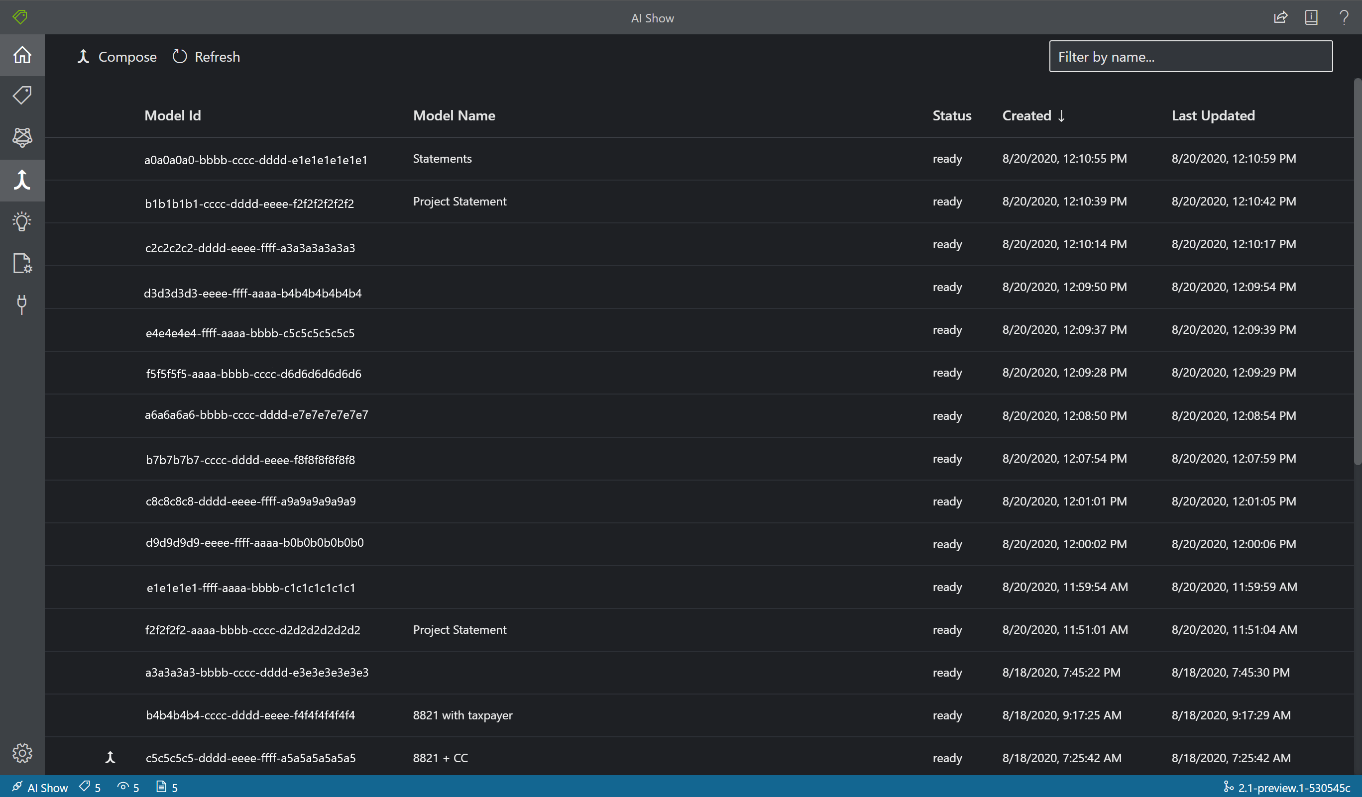 Model compose UX view.