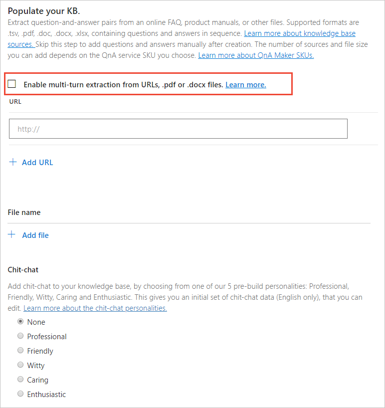 Check box for enabling multi-turn extraction