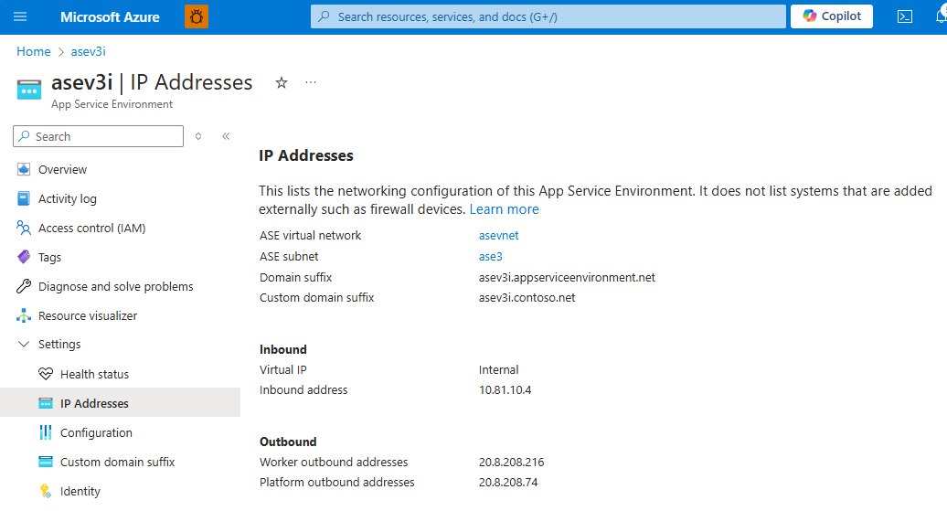 Screenshot that shows details about IP addresses.