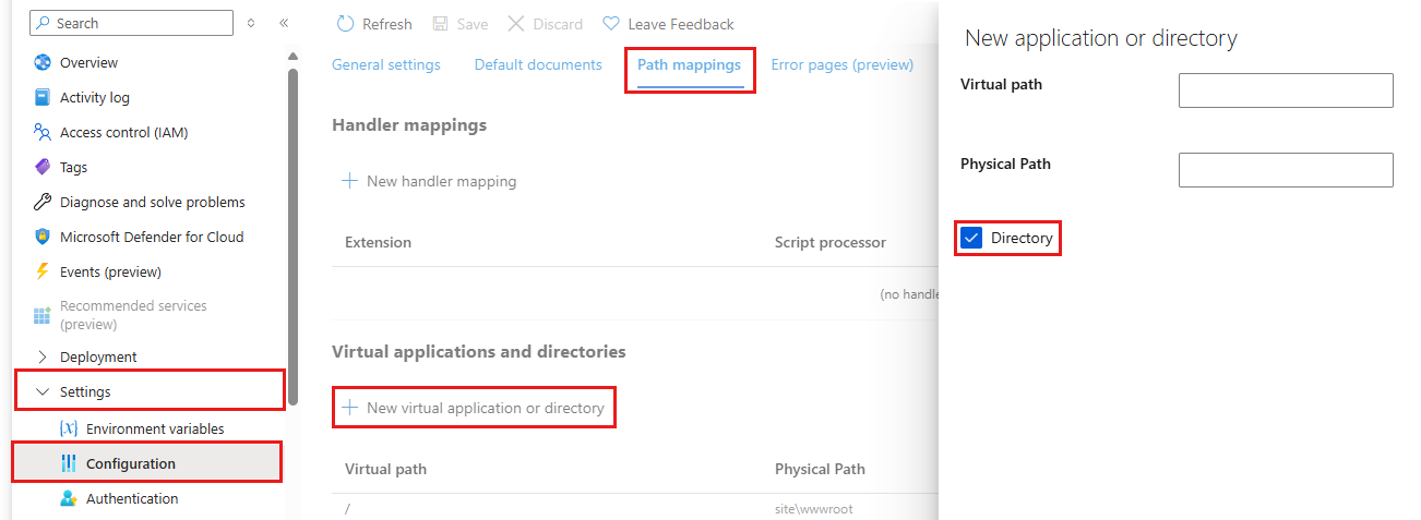 Screenshot that shows selections for displaying the Directory checkbox.