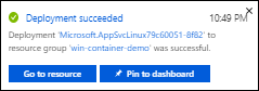 Screenshot of deployment succeeded.