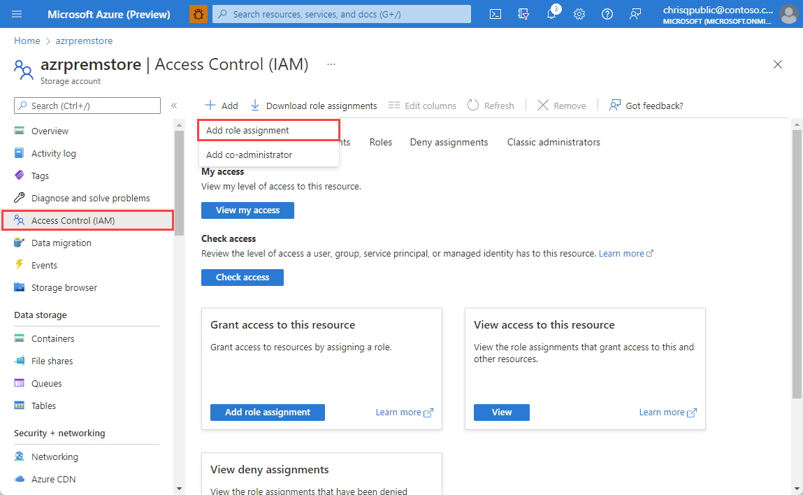 Screenshot showing the Access Control (IAM) settings.