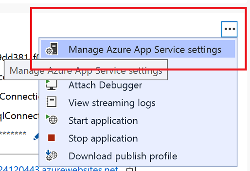 Manage App Service settings for the function app.