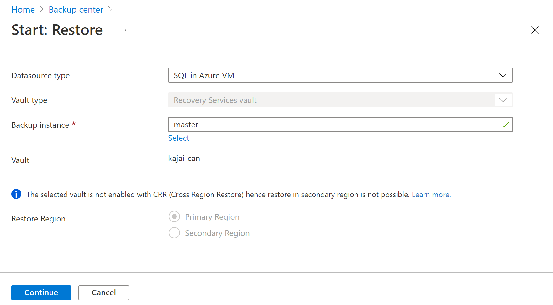 Screenshot showing to select the datasource type.