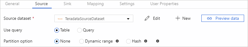 Screenshot of partition options