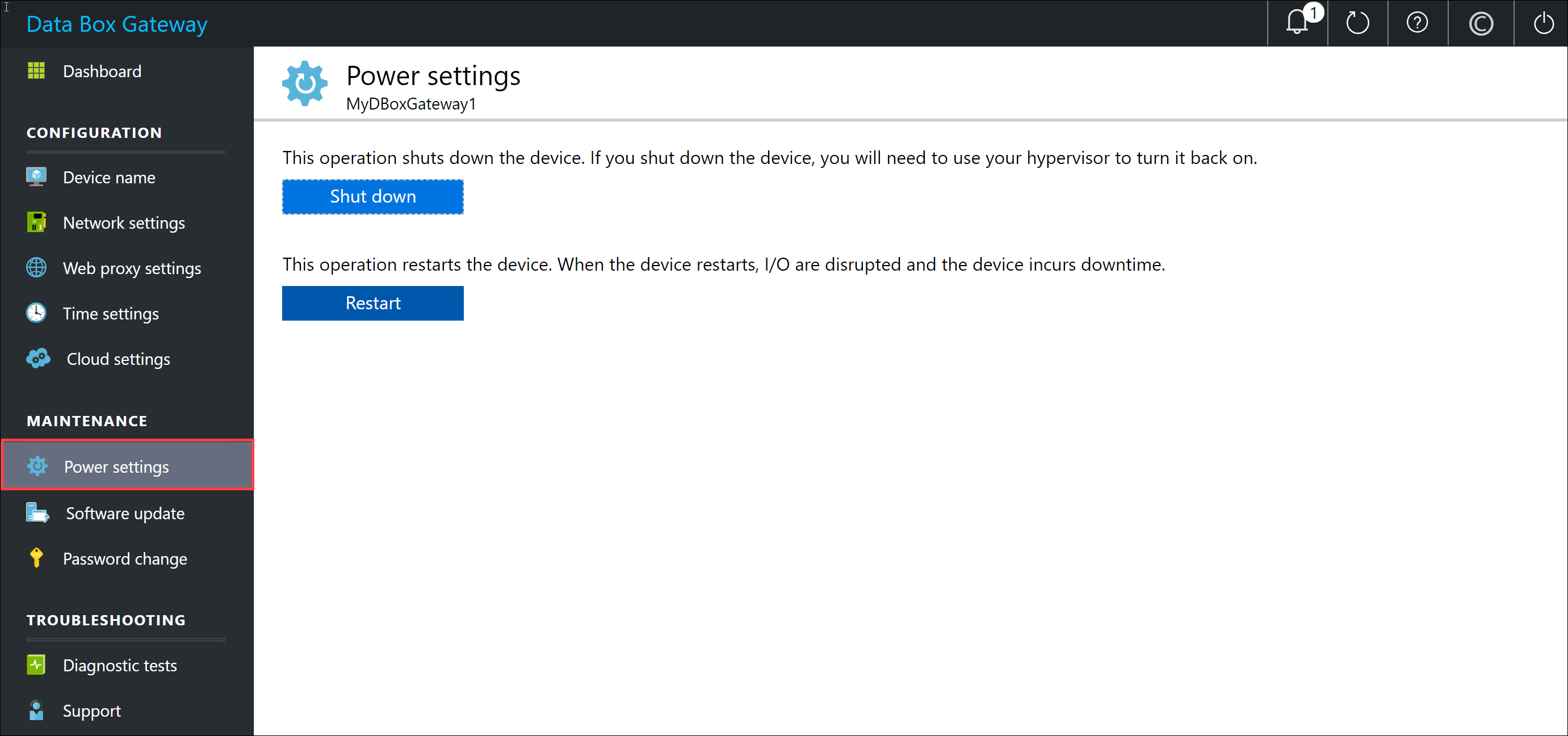 Power settings