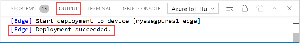 Deployment succeeded in Output