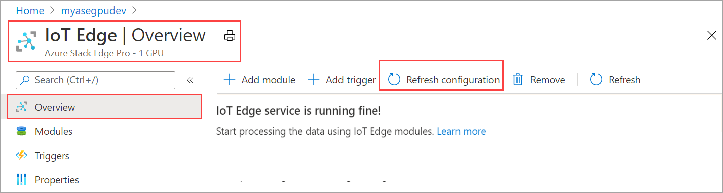 Select Refresh configuration