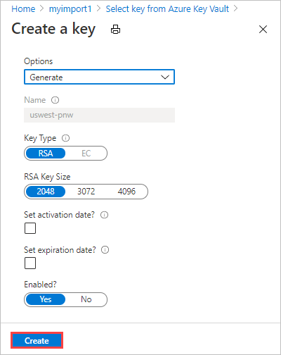 Create a new key version