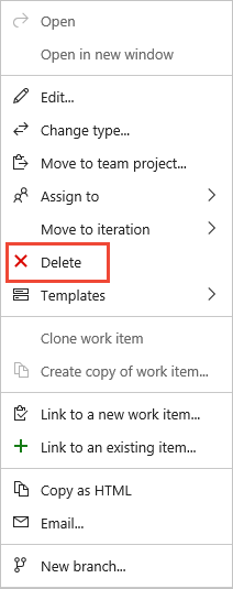 Screenshot of backlog multi-select Actions menu, choose Delete.