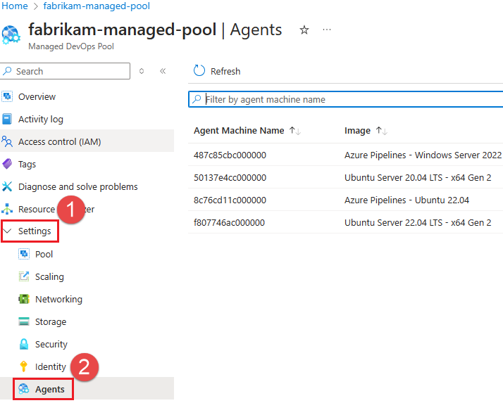 Screenshot of list of agents and their status.