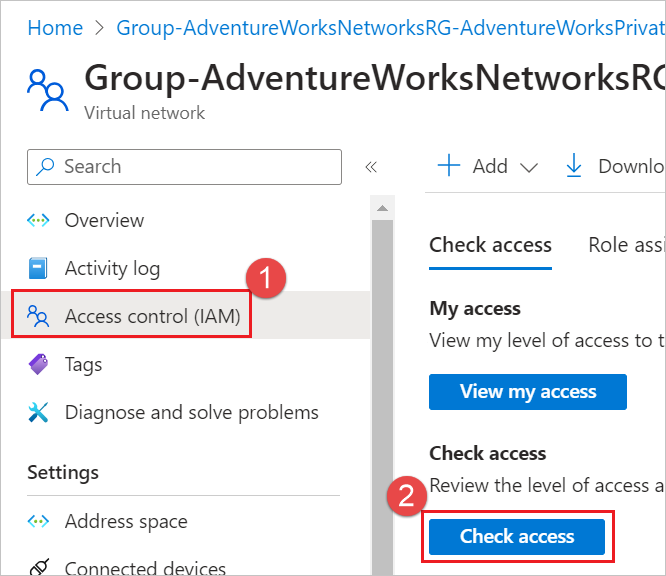 Screenshot of VNet Permissions for SubNet Delegation.