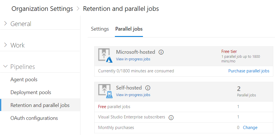 Location of parallel jobs in organization settings.