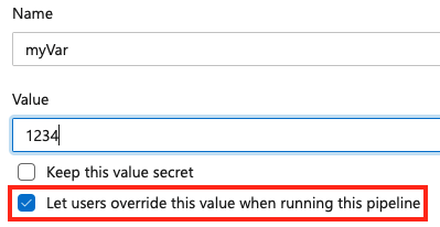 Set a variable at queue time.