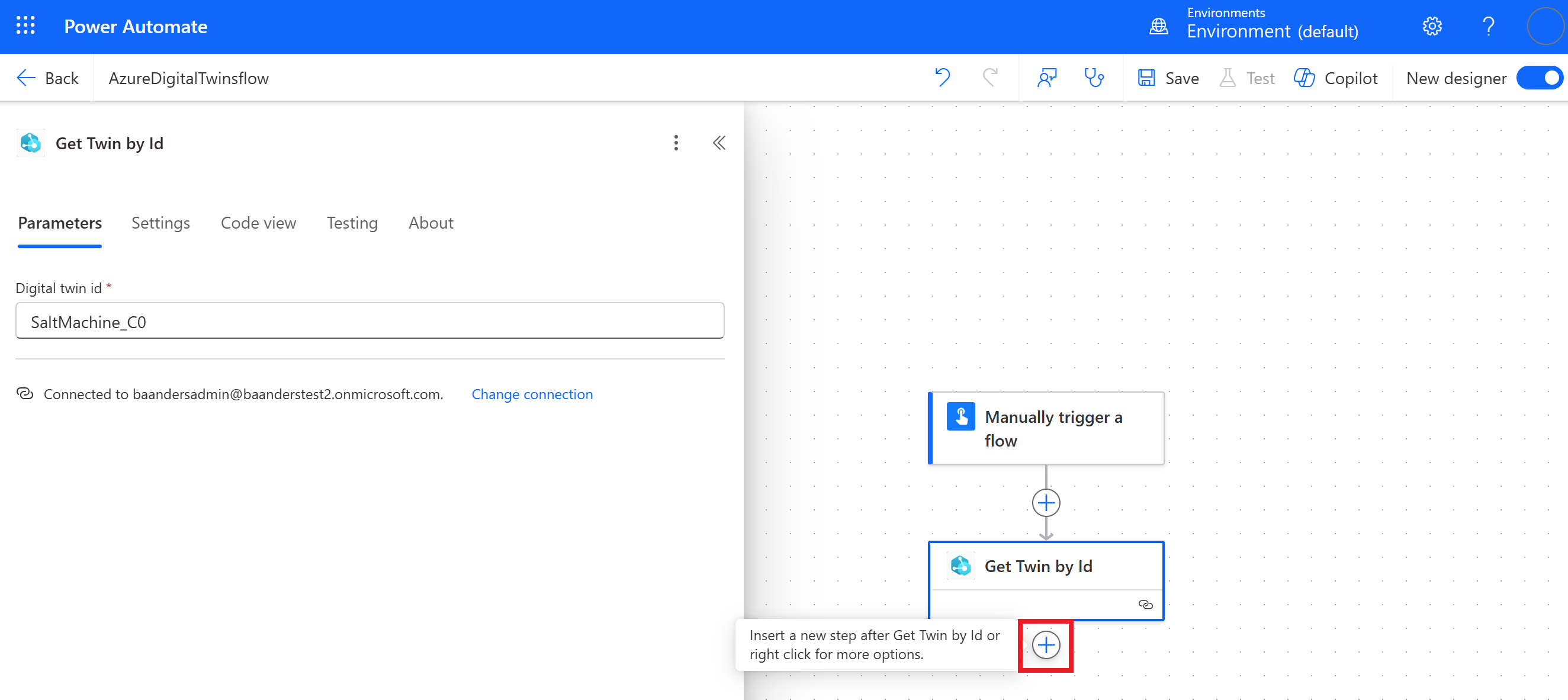 Screenshot of Power Automate, showing all the actions for the Azure Digital Twins connector.