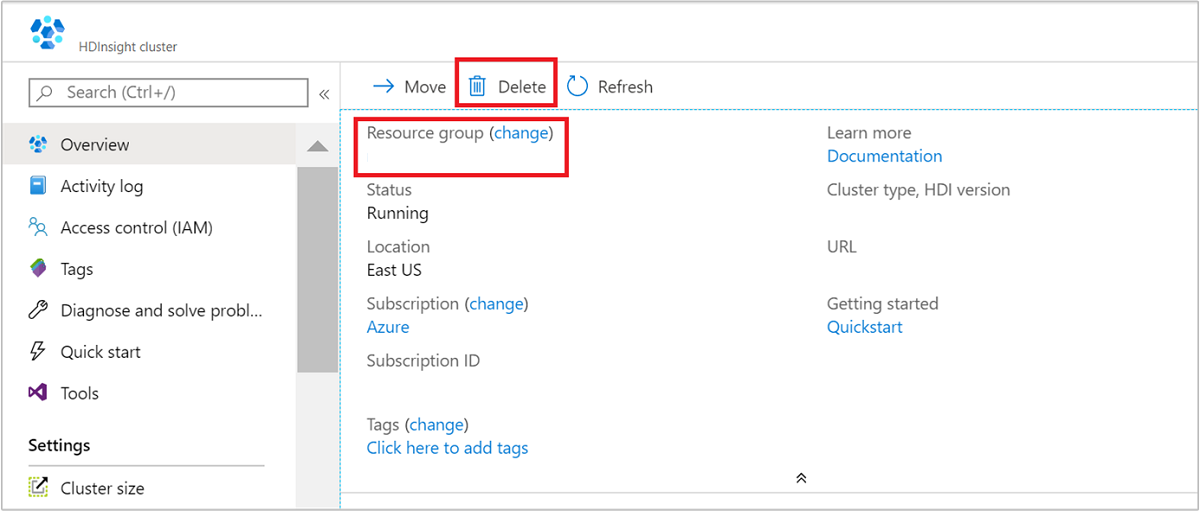 Delete Resource Manager template HBase.