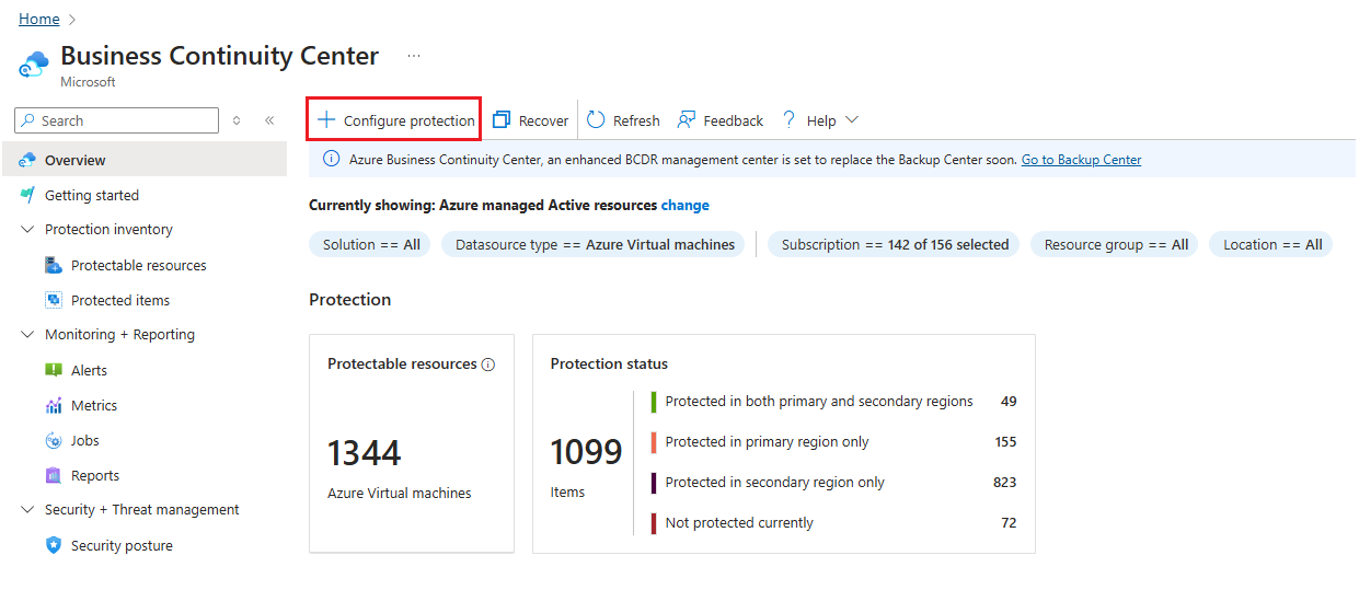 Screenshot shows how to initiate vaulted blob backup.