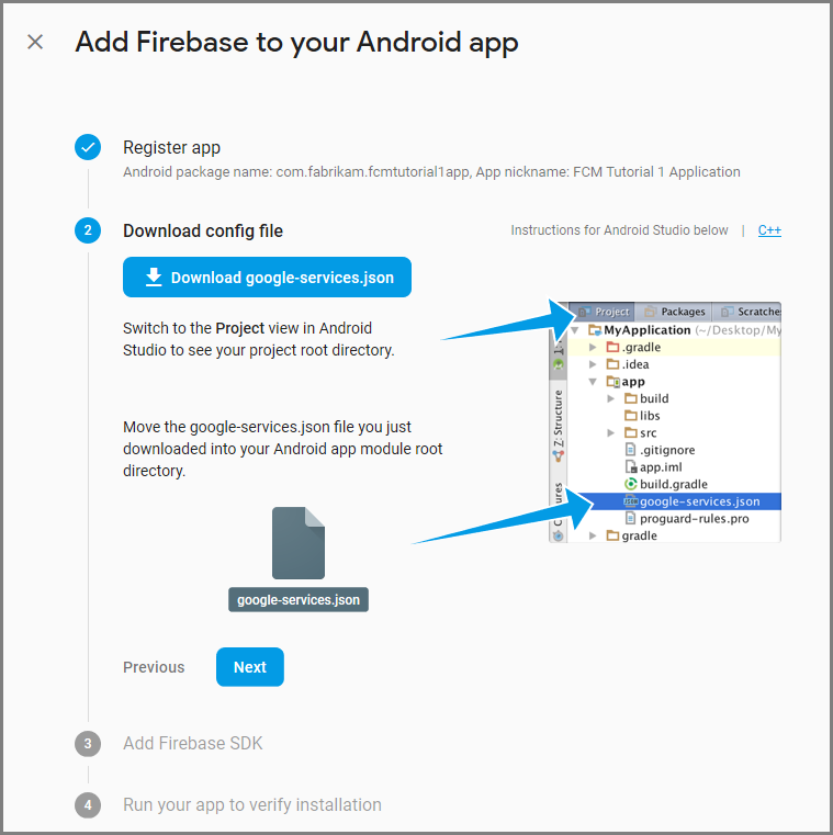 Download google-services.json