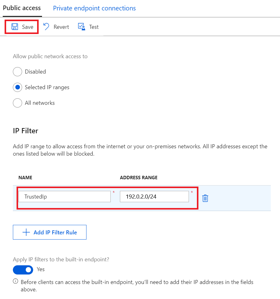 Screenshot that shows what to do after adding an IP filter rule.