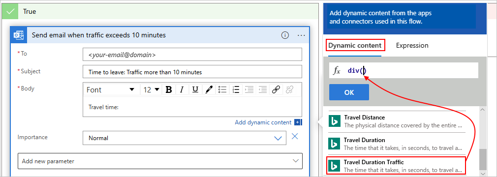 Select "Traffic Duration Traffic"