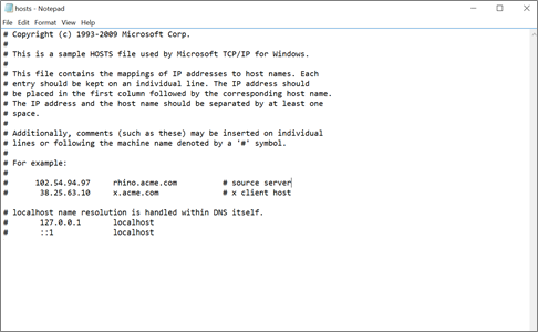 DNS hosts file