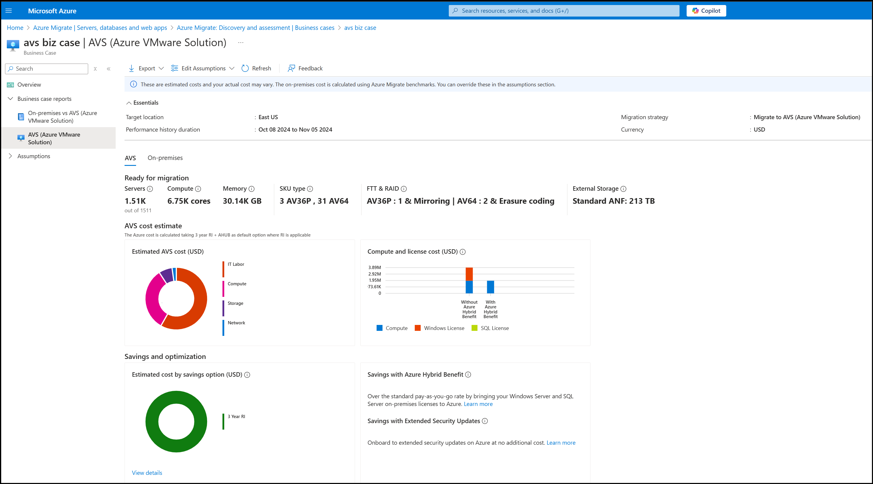 Screenshot of AVS estimation.