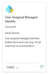 Screenshot of the user assigned managed identity tile in Azure Marketplace.