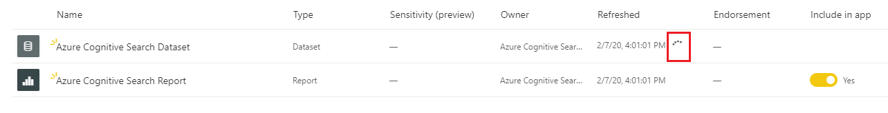 Screenshot showing how to read the information on the data refresh page.