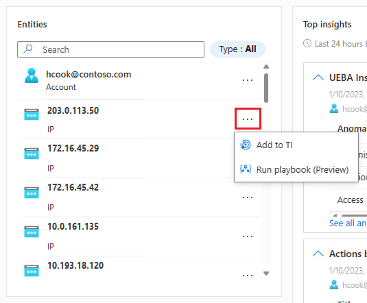 Screenshot that shows adding an entity to threat intelligence.