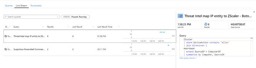 create livestream session from Microsoft Sentinel hunting query