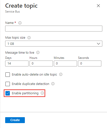 Enable partitioning at the time of the topic creation