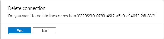 Screenshot that shows the Delete connection page.