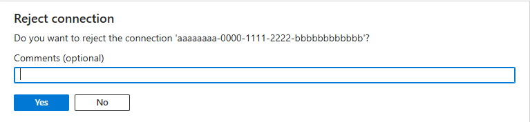 Screenshot that shows the Reject connection page.