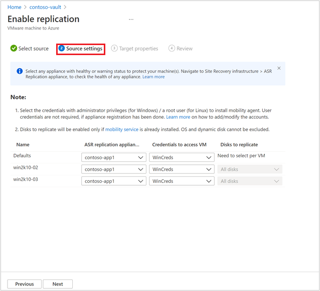 Source settings