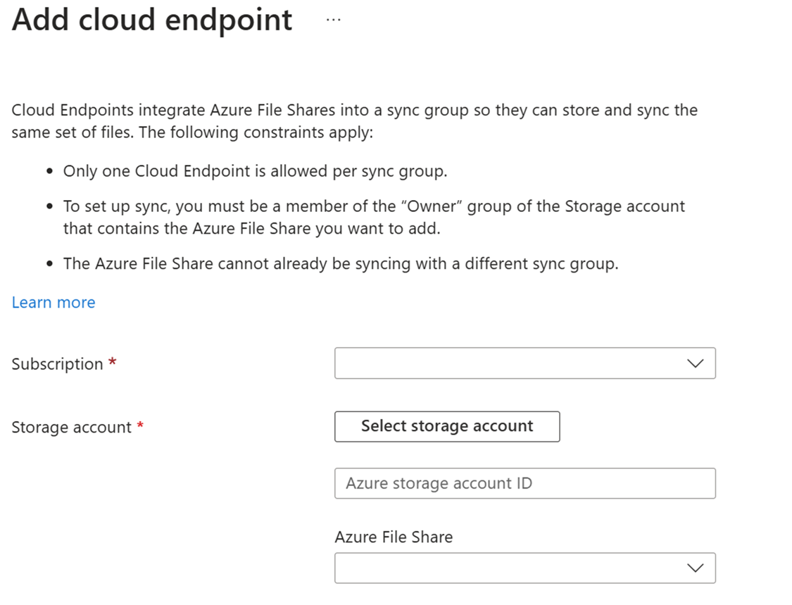 Screenshot of creating a new cloud endpoint - Information.