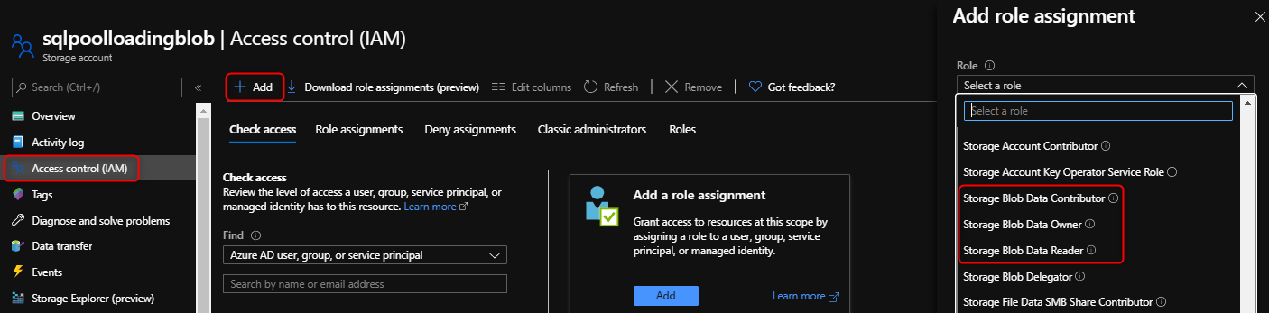 Granting Azure RBAC permission to load