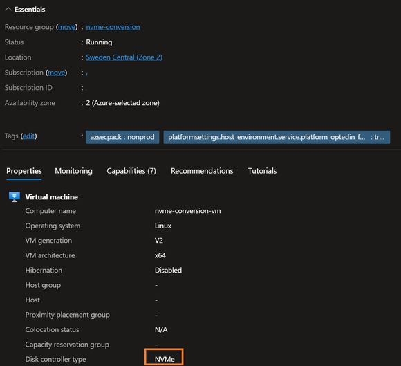 Screenshot of Azure portal.