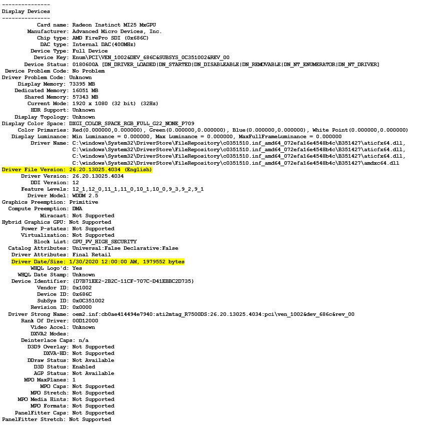 GPU driver properties