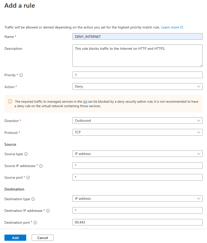 Screenshot of add a rule page and rule settings.