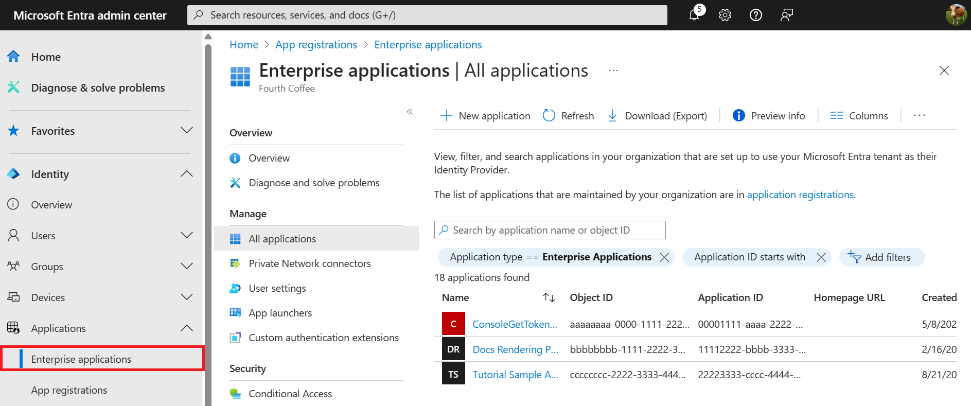 Enterprise apps blade