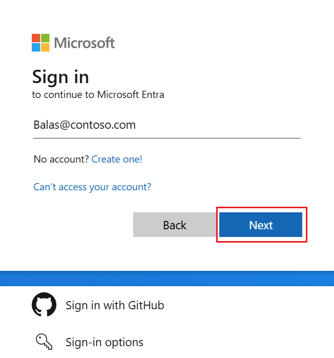 Screenshot of the sign-in with username in Microsoft Authenticator for Android devices.