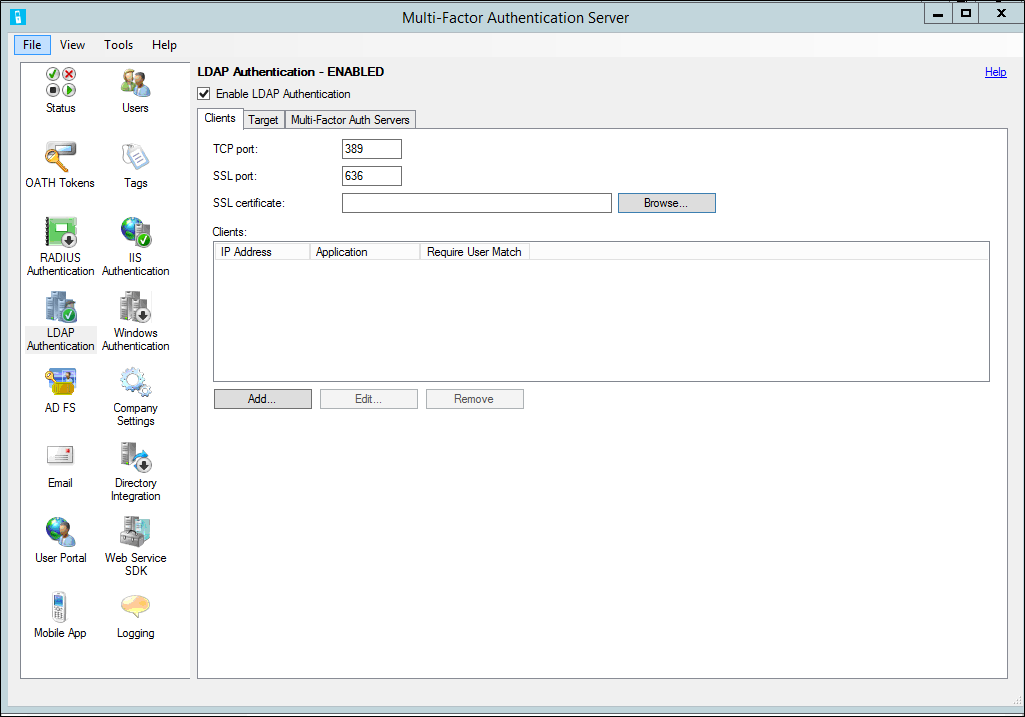 LDAP Authentication in MFA Server