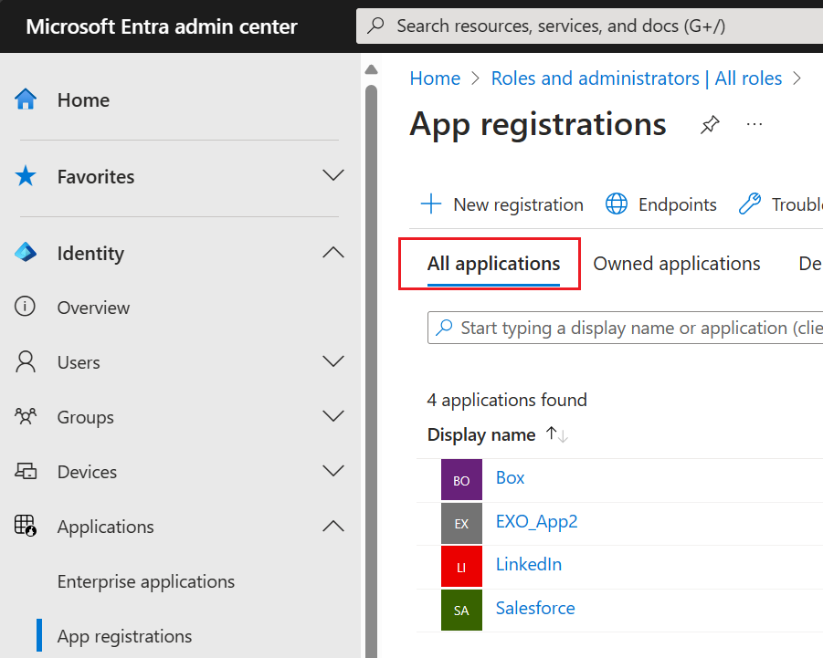 Create or edit app registrations from the App registrations page