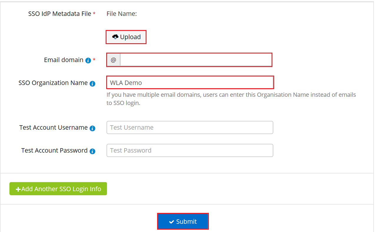 screenshot to upload the Metadata File