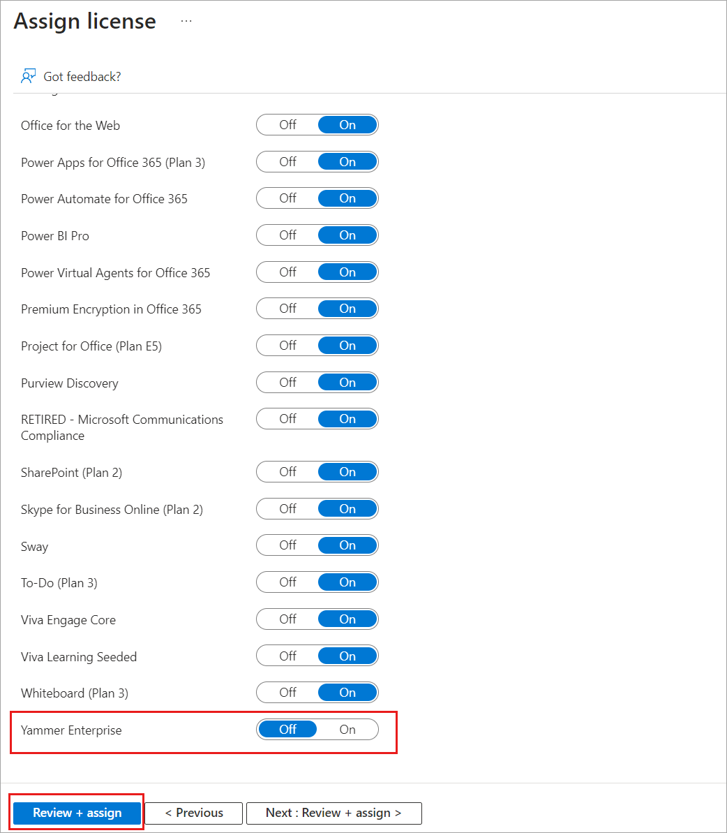 Screenshot of select service plans for licenses.