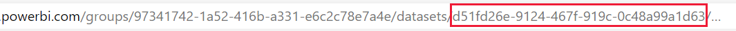 A screenshot of the dataset ID as it appears in a Fabric URL.