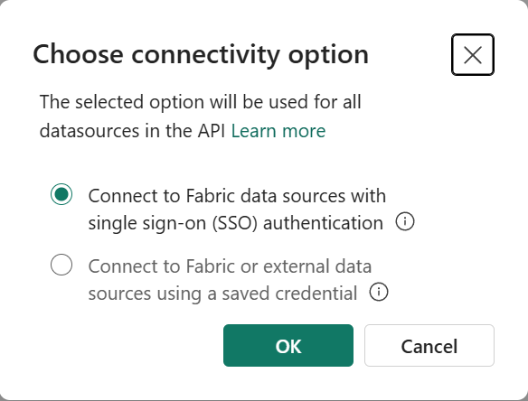 Screenshot of the Choose connectivity option.