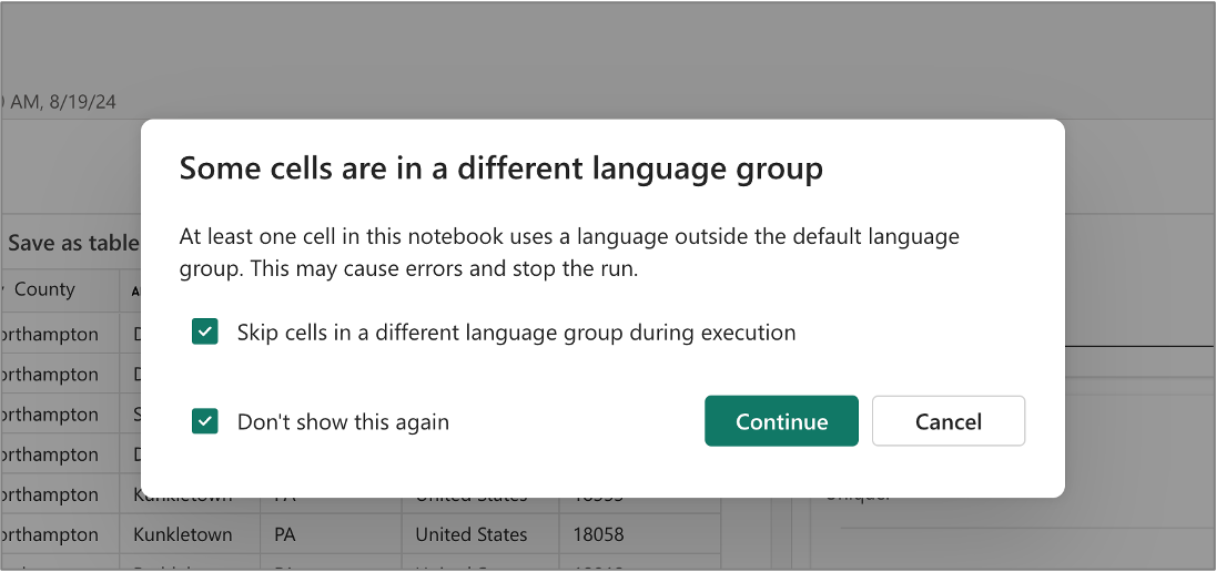 Screenshot showing how to skip non-TSQL code.