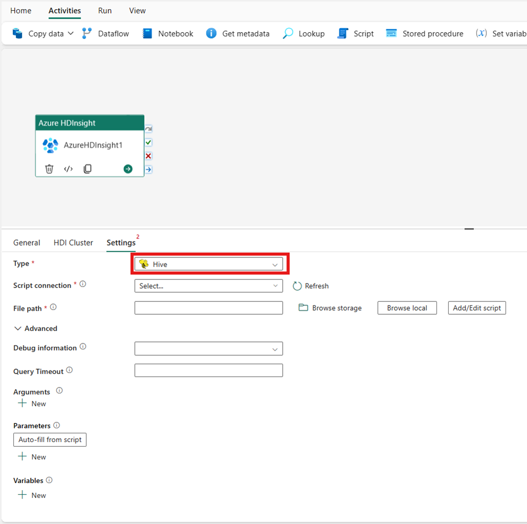 Screenshot showing the cluster type of Hive.